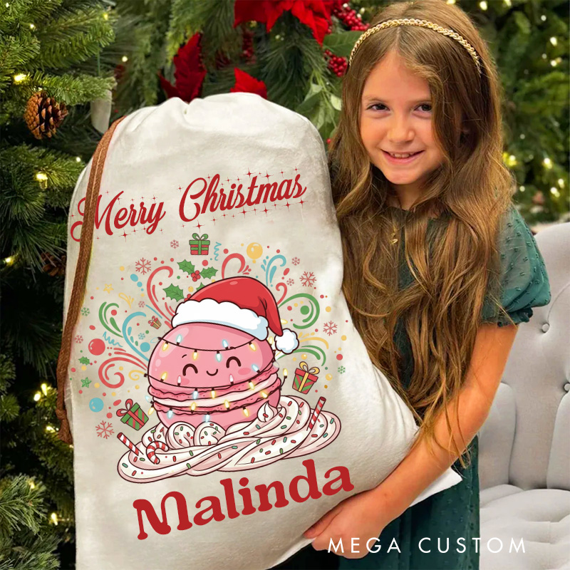 Personalized Baking Lover Christmas Bag with Name Gingerbread Santa Sack Cake Bread Christmas Sack for Baking Lovers Christmas Gift