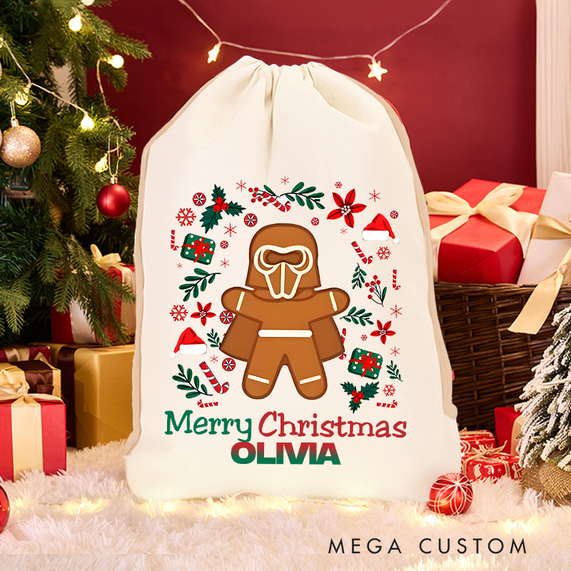 Personalized Cartoon Gingerbread Movie Christmas Sack for Classic Movie Lovers Santa Sack Christmas Gift Bag for Kids