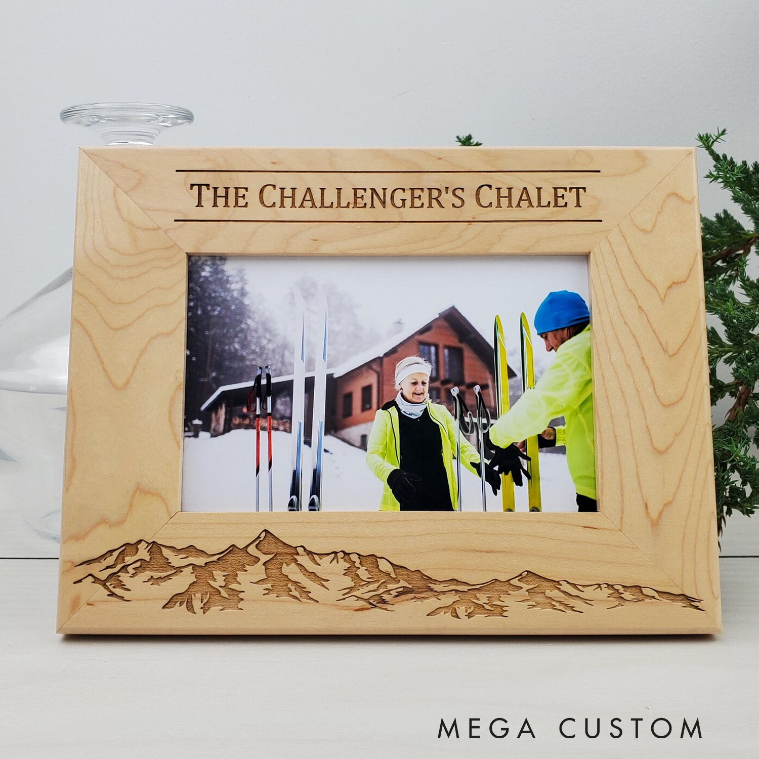 Personalized Outdoor Memories Picture Frame Custom Engraved Wood Photo Frame Mountain Themed Gift for Hiking Enthusiasts