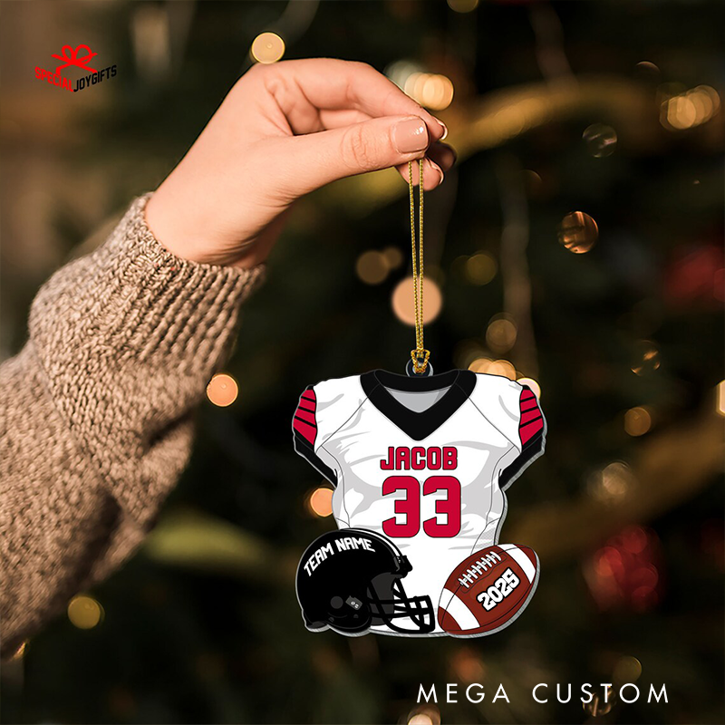 Personalized Football Jersey Ornament with Custom Name, Number, Team, and Year