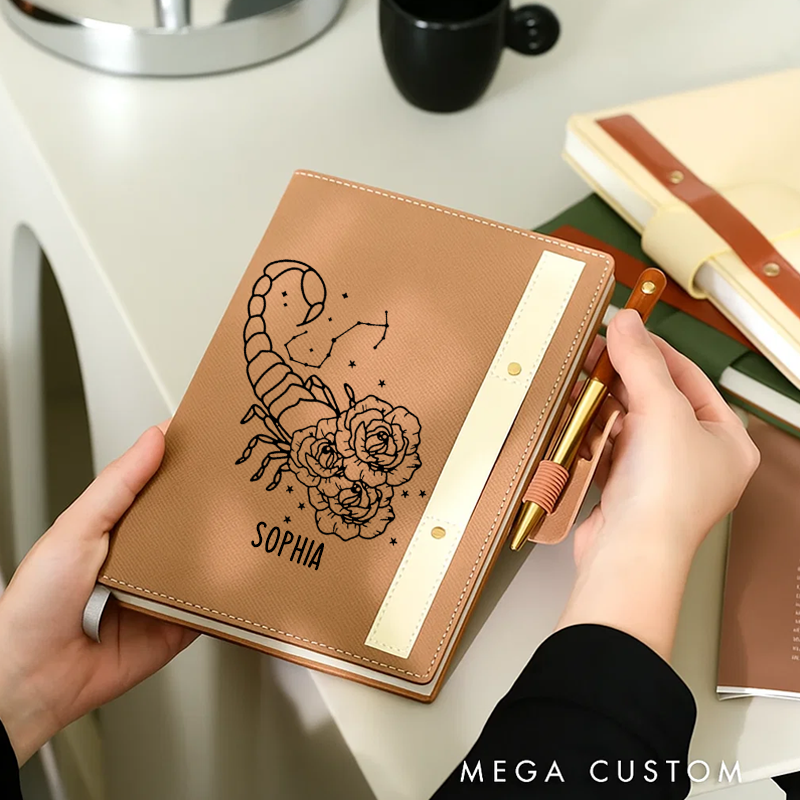 Personalized Zodiac Sign Custom Journal Birthday Gift Month Zodiac Gift Journal Notebook Astrology Gift
