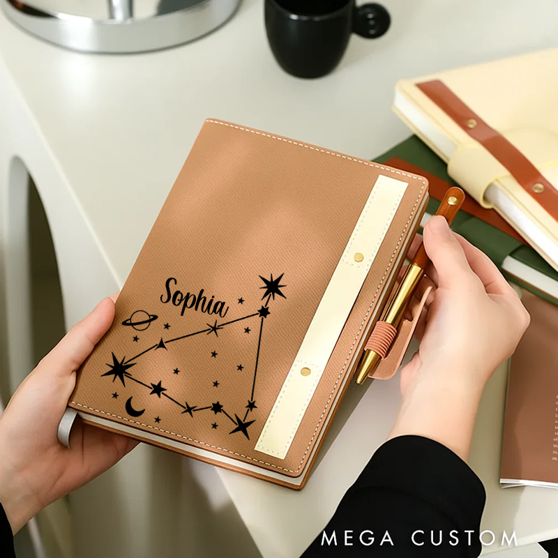 Personalized Zodiac Journal Zodiac Notebook Birthday Gift Month Zodiac Gift Journal Notebook Astrology Gift