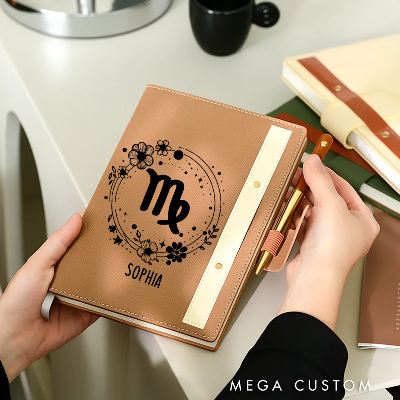 Personalized Zodiac Journal Zodiac Notebook Birthday Gift Month Zodiac Gift Journal Notebook Astrology Gift