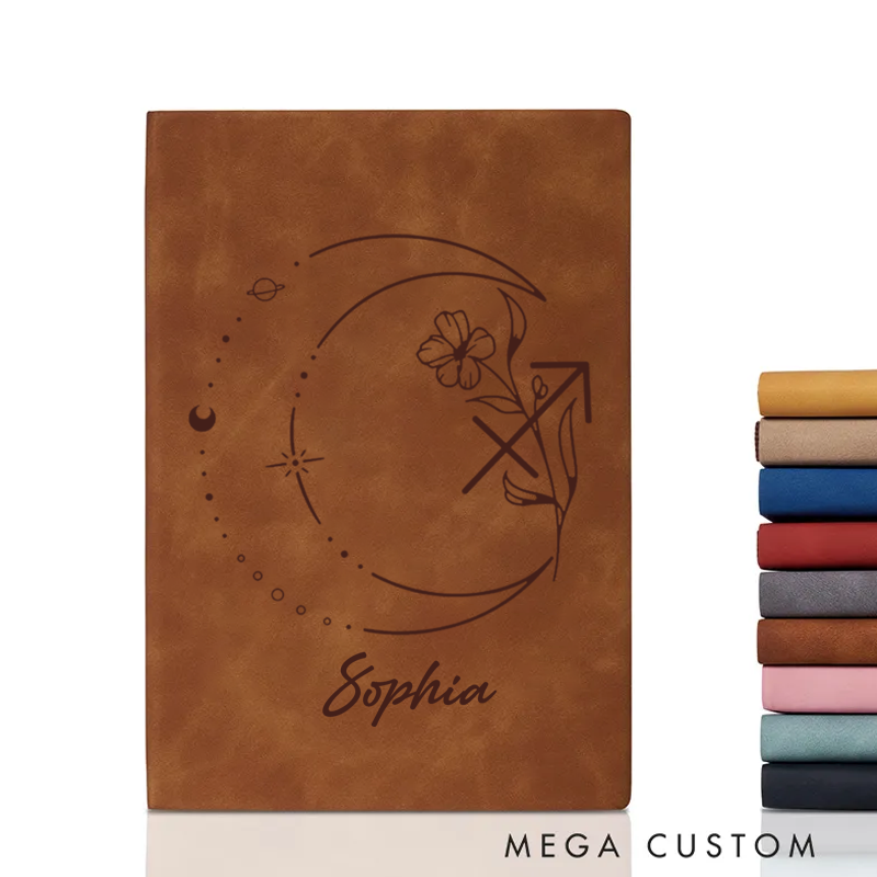 Personalized Zodiac Sign Custom Journal Birthday Gift With Name Month Zodiac Gift Journal Notebook Astrology Gift