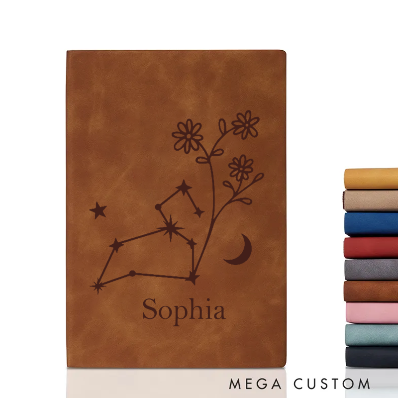 Personalized Zodiac Sign Custom Journal Birthday Gift With Name Month Zodiac Gift Journal Notebook Astrology Gift