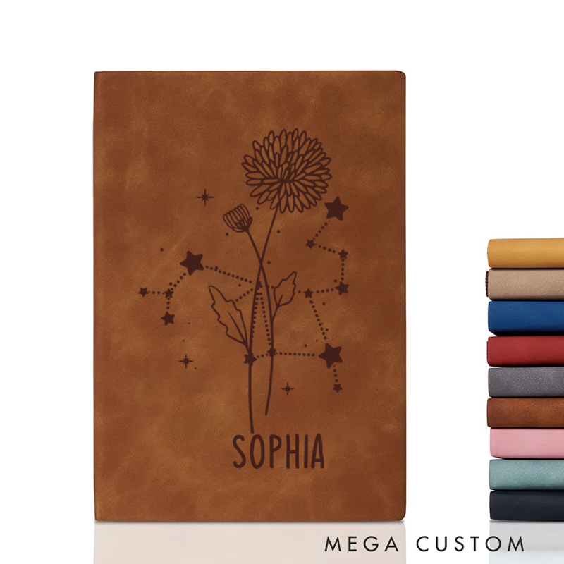 Personalized Zodiac Sign Custom Journal Birthday Gift With Name Month Zodiac Gift Journal Notebook Astrology Gift