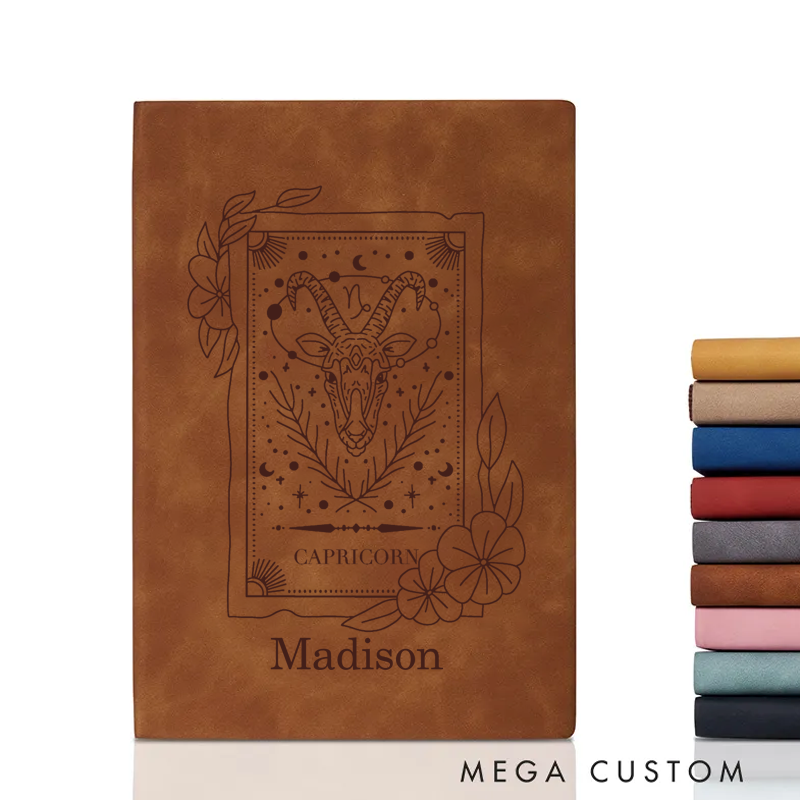 Personalized Zodiac Journal Astrology Hard Cover Soft Touch Matte Notebook Diary Celestial Unique Gift Ideas Star Sign
