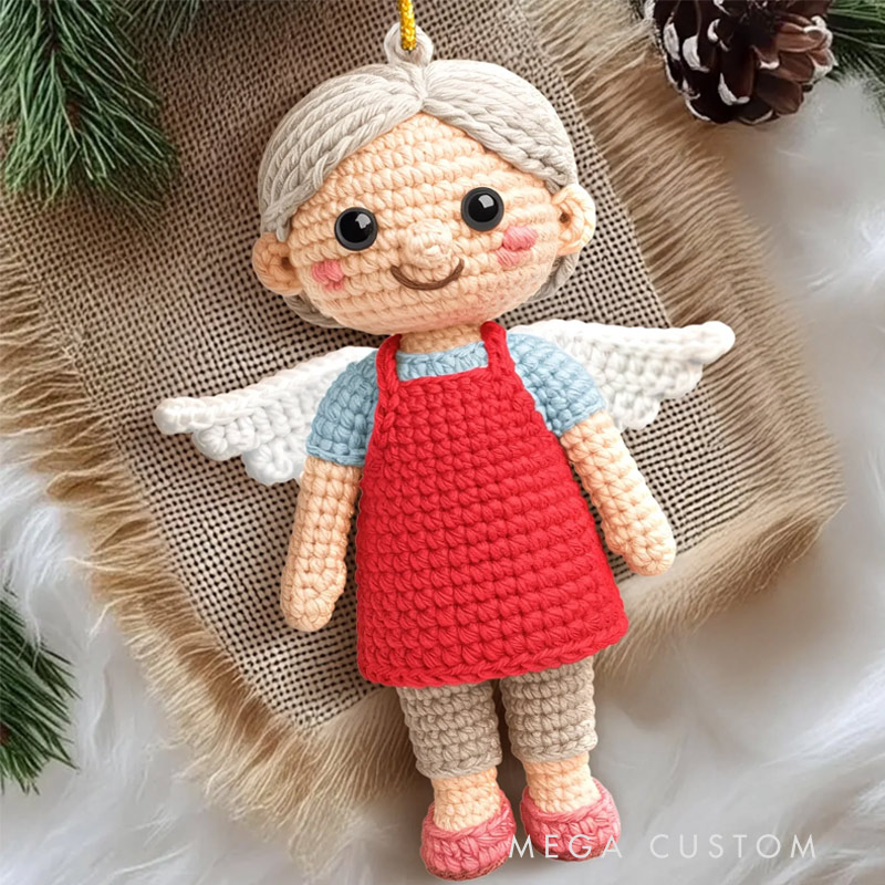 Personalized Photo Crochet Ornament Christmas Memorial Sympathy Gifts for Loss of Mom Forever Our Guardian Angel