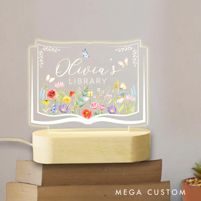 Personalized Librarian Desk Night Light Bookshelf Decor Light with Name Book Shape Light Bookish Gift Book Lover Gift Librarian Gift