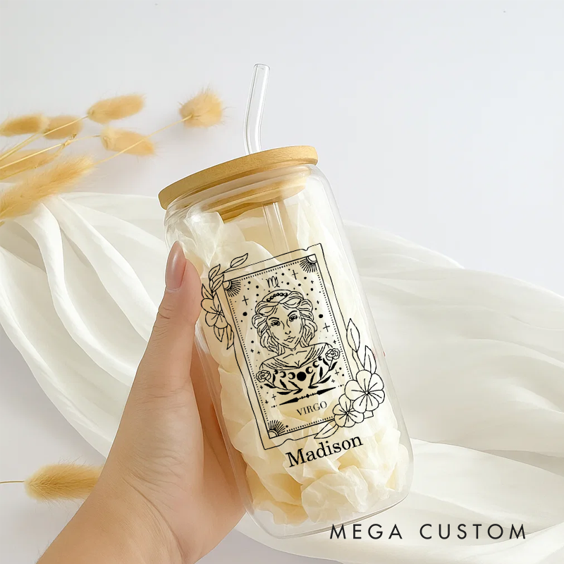 Personalized Water Glasses Tumbler With Zodiac Signs Custom Coffee Cup Custom Water Glasses Tumbler With Name Birthday Gift