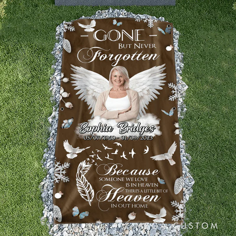 Personalized Memorial Photo Blanket Gone But Never Forgotten Grave Blanket Custom Photo Waterproof Blanket Remembrance Gift