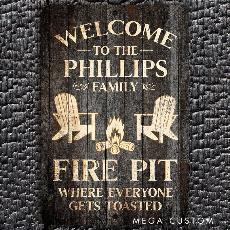 Personalized Fire Pit Sign Custom Family Name Sign Camping Warning Sign Funny Camping Sign Gift for Outdoor Enthusiasts