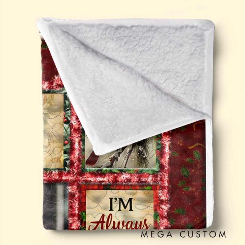 Personalized Photo Cardinal Blanket Always Remembered Never Forgotten Christmas Memorial Sympathy Gifts for Family Members 