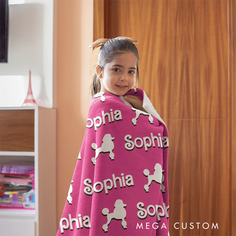 Personalized Soft Pink Doll Inspired Fashion Blanket Flannel Blanket Movie Blanket with Name for Film Fan