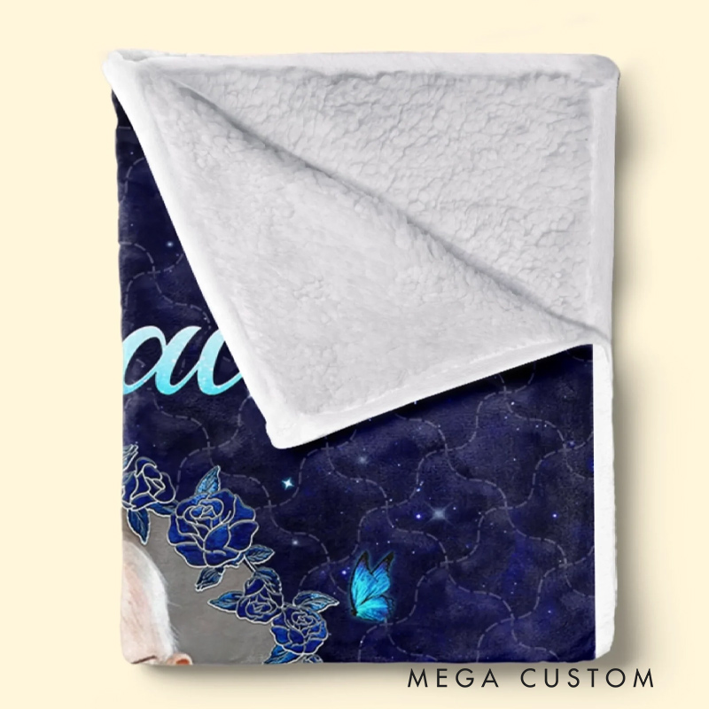 Personalized Photo Memorial Blanket Love Never Ends Only Grows Stronger Christmas Sympathy Gifts for Family Members 