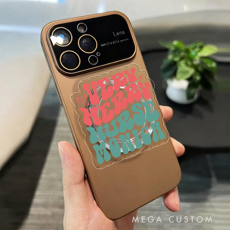 Personalized Magnetic Phone Grip Very Merry Nurse Holiday Design with Custom Name