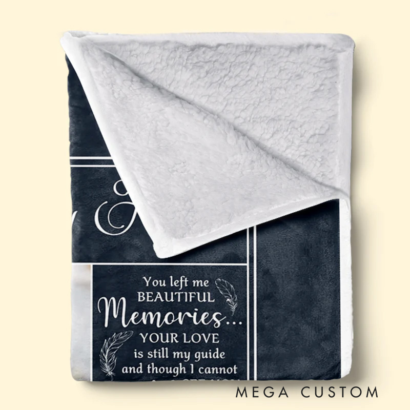 Personalized Photo Memorial Blanket You Left Me Beautiful Memories Christmas Sympathy Gifts for Family Members 
