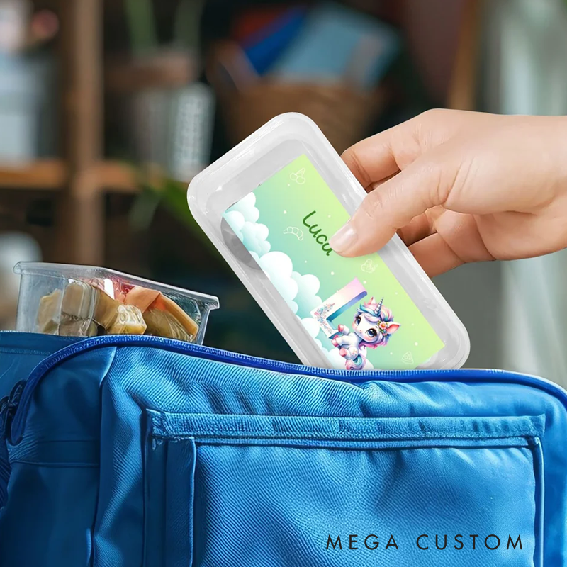 Personalized Fantasy Unicorn Initial Kid's Fork Spoon Knife 3 Pcs Cutlery Set with Name and Case Birthday Back to School Gift 