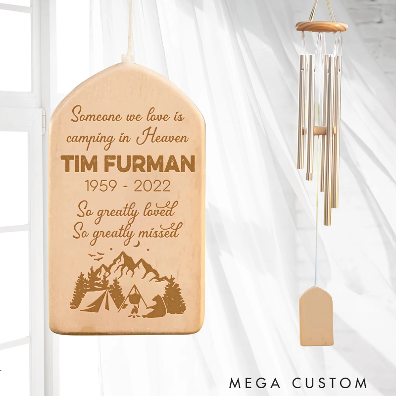 Personalized Camping in Heaven Memorial Wind Chime Camping Lover Grief Gift Loss of Camper Sympathy Gift in Loving Memory Gift Outdoor Decor