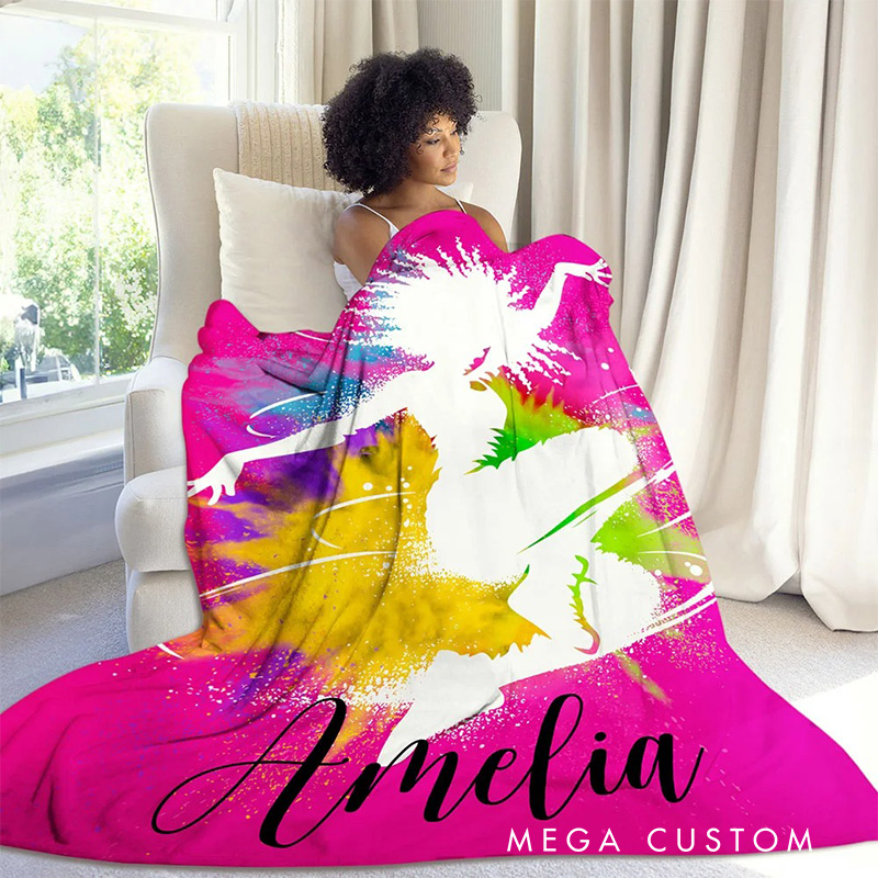 Personalized Colorful Splash Ink Hip Hop Boy Girl Blanket Flannel Blanket Dance Lover Blanket with Name