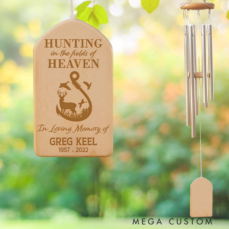 Personalized Hunting in Heaven Wind Chime Hunting Memorial Wind Chime in Loving Memory Sign Hunting Memories Sympathy Bereavement Gift Garden Decor