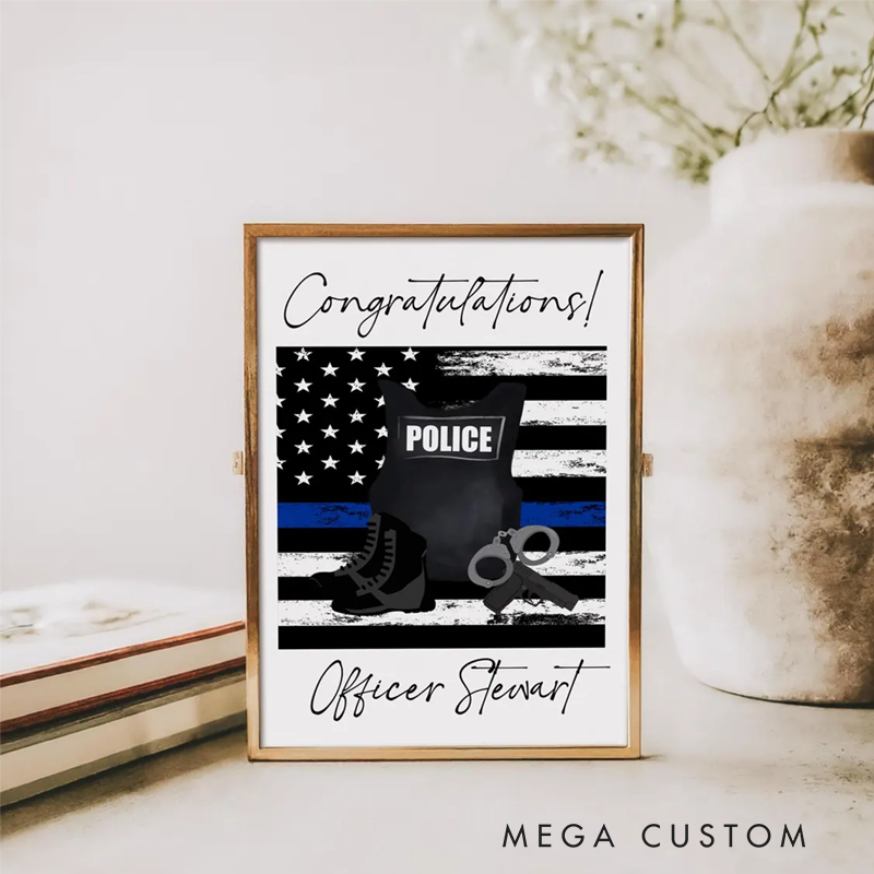 Personalized Police Officer Congratulations Plaque Custom Law Enforcement Appreciation Wall Art