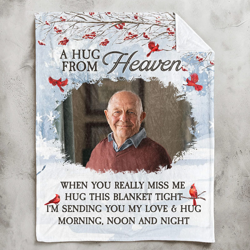 Personalized Photo Memorial Blanket New Memory Blanket A Hug From Heaven Sympathy Gift for Loss of Loved One