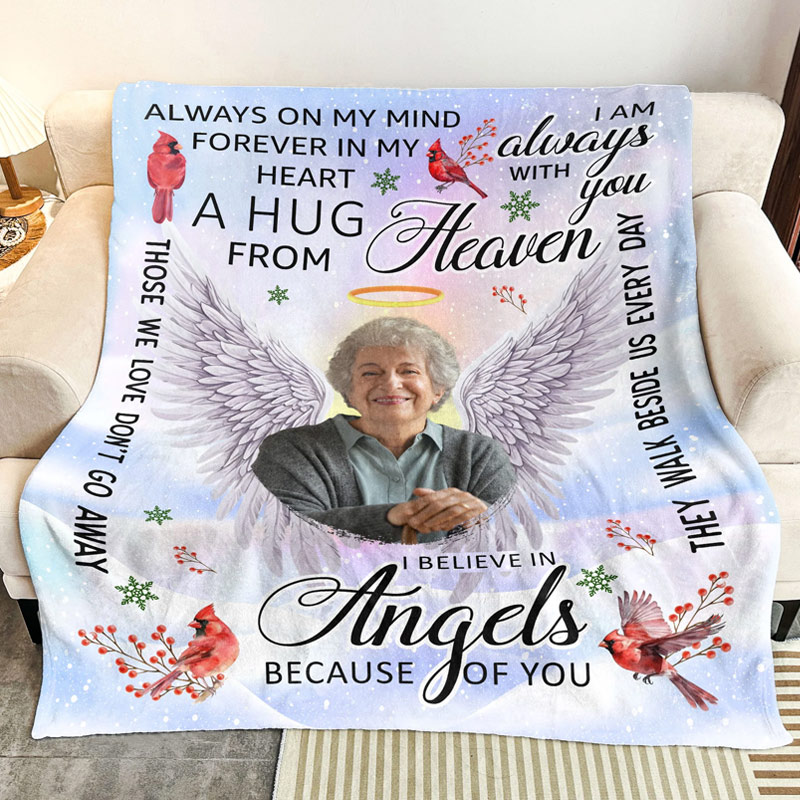 Personalized Photo Memorial Blanket I Am Always With You A Hug From Heaven Sympathy Gift for Loss of Loved One