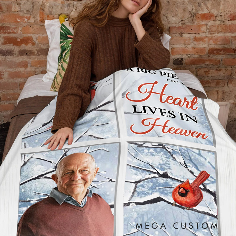 Personalized Photo Memorial Blanket A Big Piece Of My Heart Memorial Flannel Blanket Sympathy Gift for Loss of Loved One