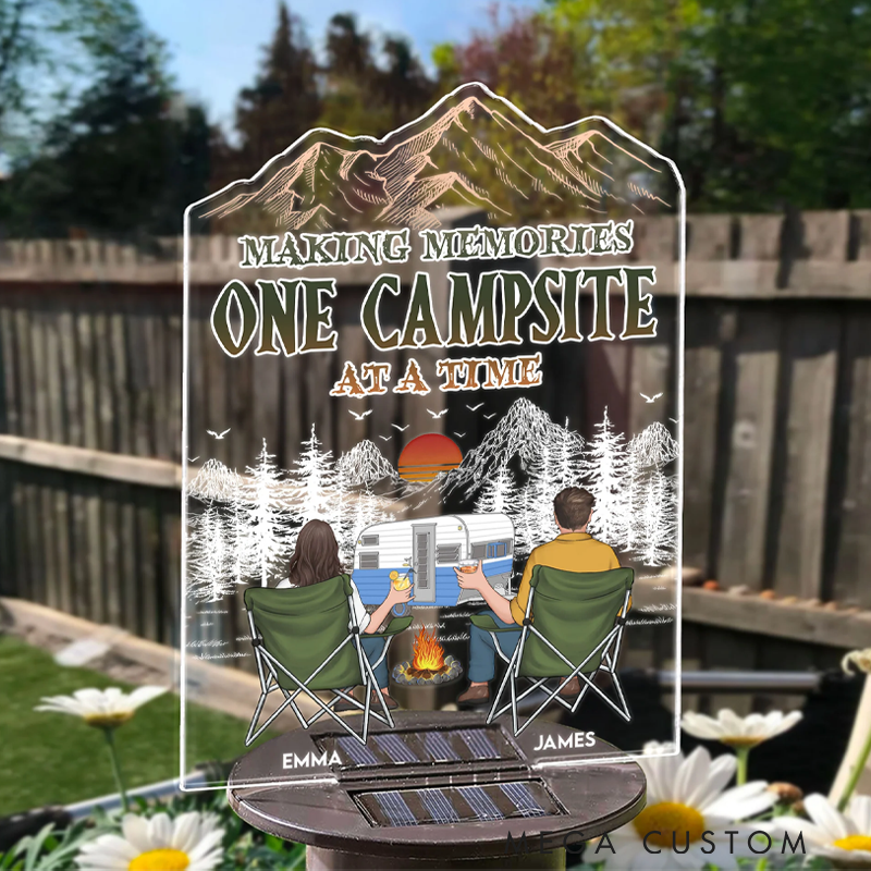 Personalized Making Memories One Campsite at a Time Solar Light Garden Decor Outdoor Camping Solar Lights