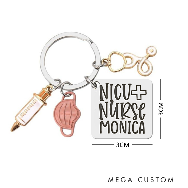 Personalized NICU Nurse Keychain Custom Stainless Steel Keychain Graduation Thank You Gifts
