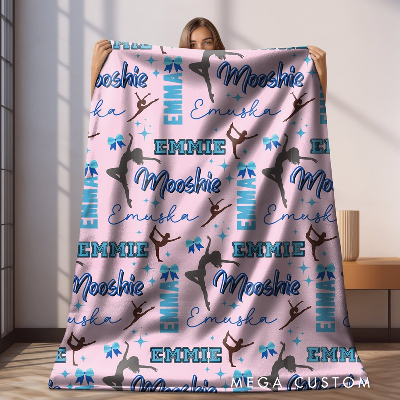 Personalized Dancer Name Blanket Flannel Blanket Ballet Lover Blanket with Name for Dance Lovers Dancer