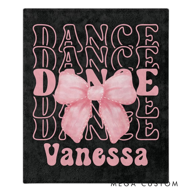 Personalized Dance Dance Dance Blanket Flannel Blanket Ballet Lover Blanket with Name for Dance Lovers Dancer