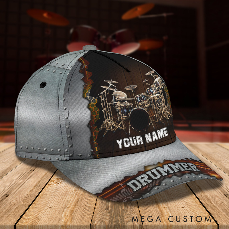 Personalized Drum 3D All Over Printed Baseball Cap for Music Lover and Drummer Lovers Custom Gift Hat With Unique Design Lover Drum