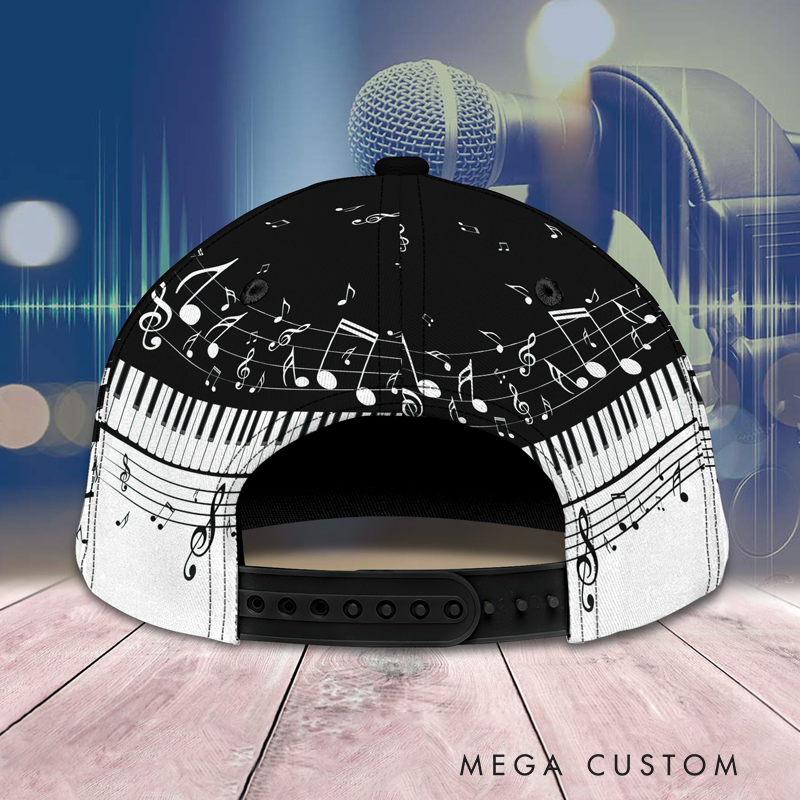 Personalized Piano Baseball Cap Full Print for Piano Lover Custom Gift Hat With Unique Design Lover Piano