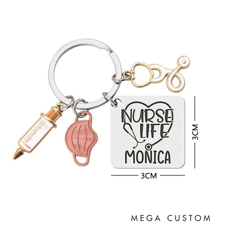 Personalized Nurse Life Keychain Custom Stainless Steel Keychain Graduation Thank You Gifts