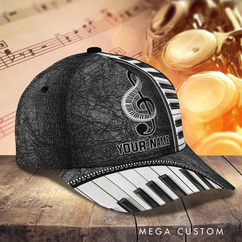 Personalized Piano Baseball Cap Full Print for Piano Lover Custom Gift Hat With Unique Design Lover Piano