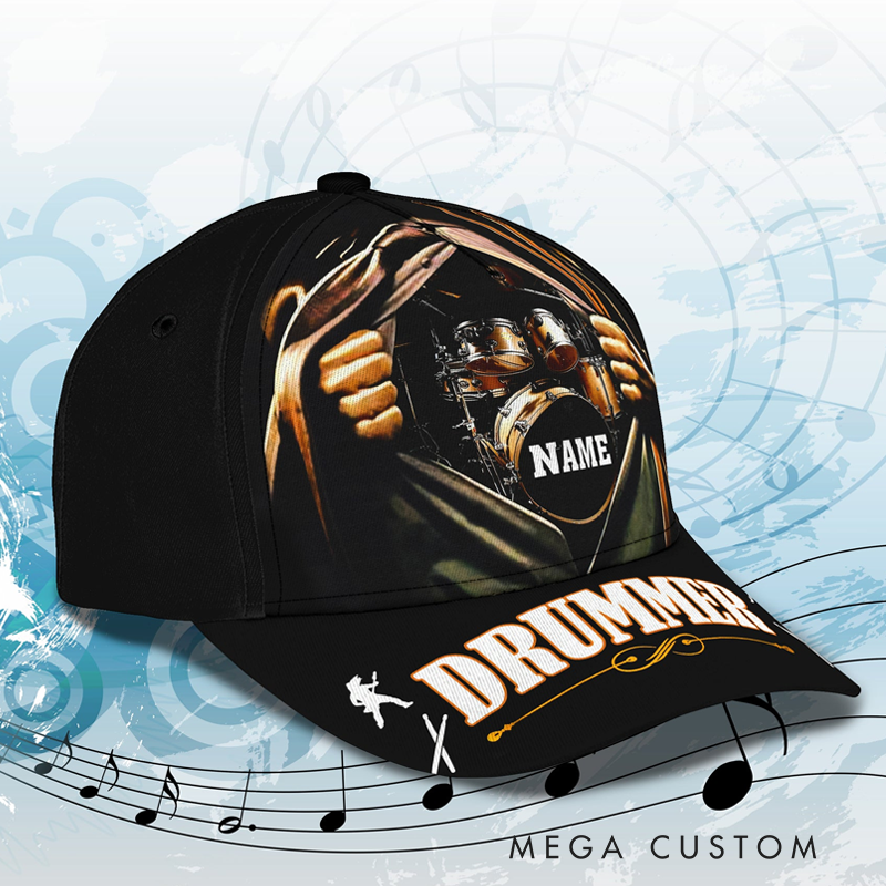 Personalized Drum 3D All Over Printed Baseball Cap for Music Lover and Drummer Lovers Custom Gift Hat With Unique Design Lover Drum