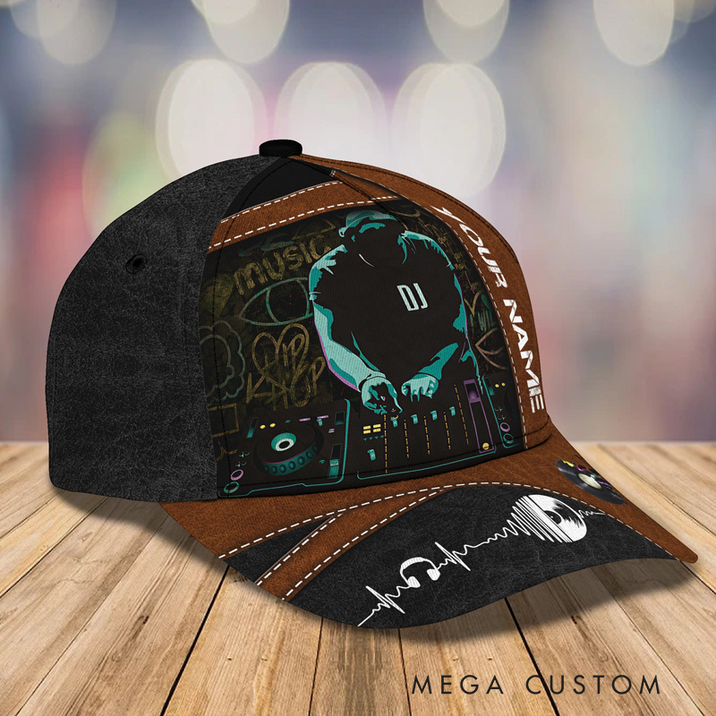 Personalized 3D Printed DJ Adjustable Snapback Closure Hat Electronic Musical Instrument Cap