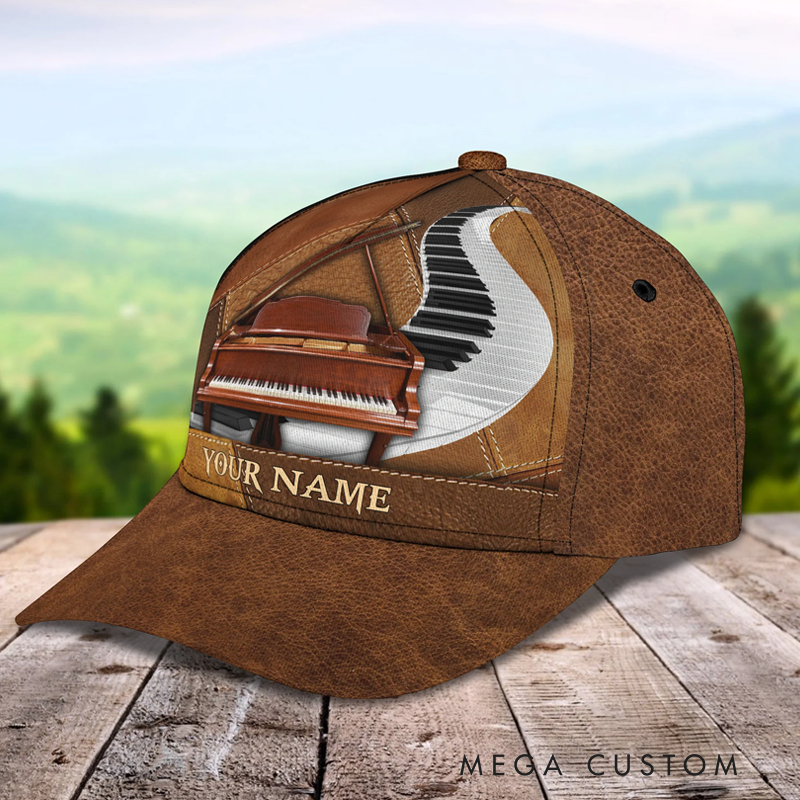 Personalized Piano Baseball Cap Full Print for Piano Lover Custom Gift Hat With Unique Design Lover Piano