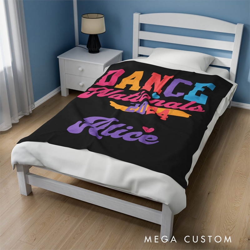 Personalized Dance Nationals Blanket Flannel Blanket Ballet Lover Blanket with Name for Dance Lovers Dancer
