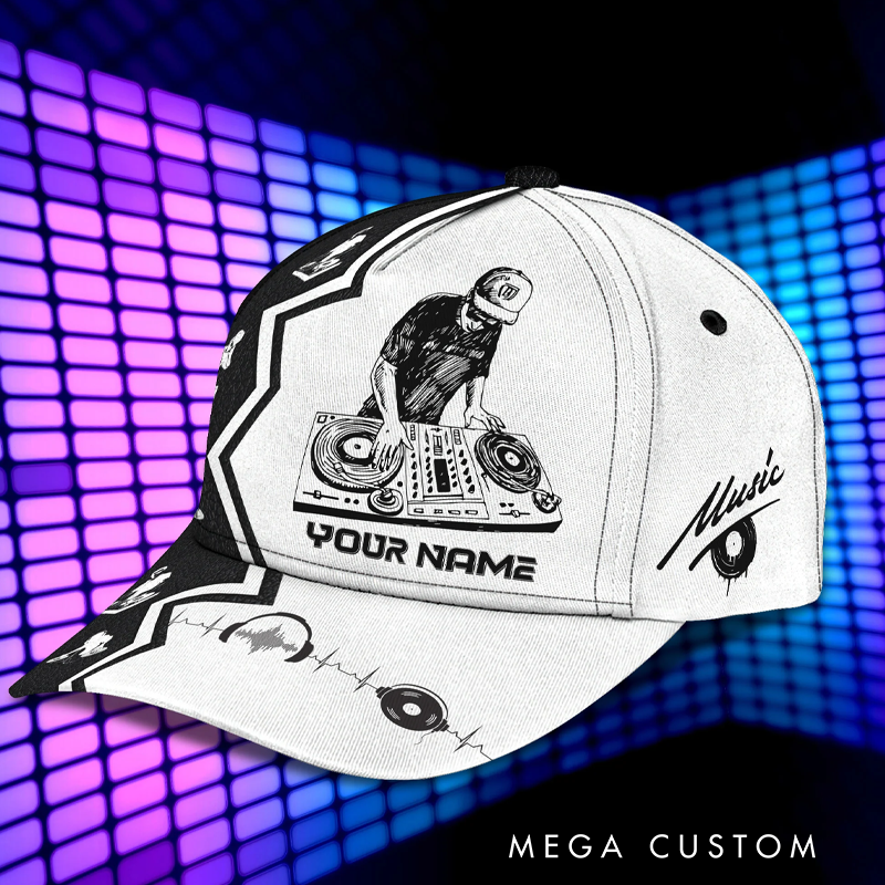Personalized 3D Printed DJ Adjustable Snapback Closure Hat Electronic Musical Instrument Cap