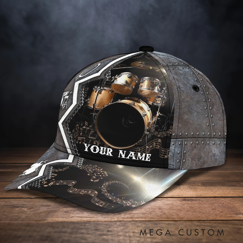 Personalized Drum 3D All Over Printed Baseball Cap for Music Lover and Drummer Lovers Custom Gift Hat With Unique Design Lover Drum