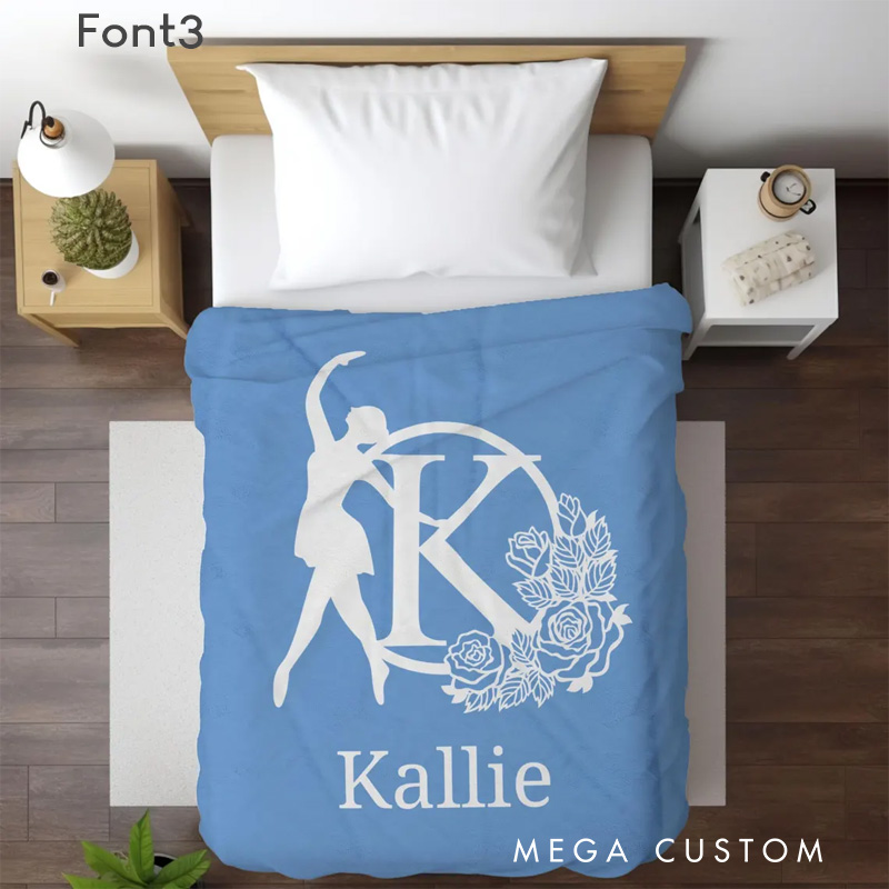 Personalized Floral Ballerina Blanket Flannel Blanket Ballet Lover Blanket with Name for Dance Lovers Dancer