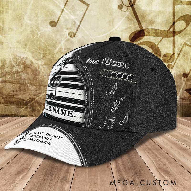 Personalized Piano Baseball Cap Full Print for Piano Lover Custom Gift Hat With Unique Design Lover Piano