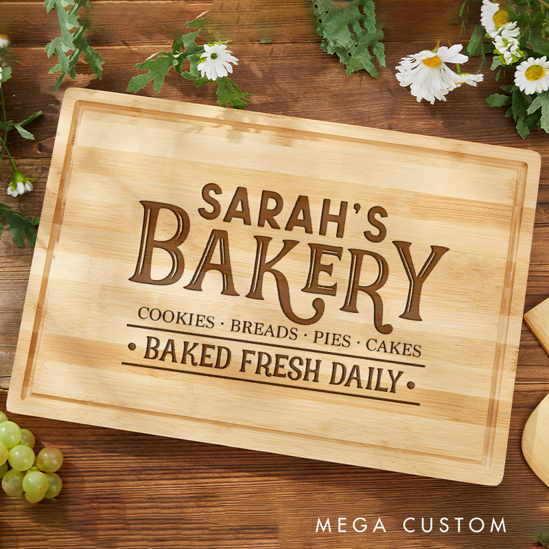 Personalized Baked Fresh Daily Cutting Board Custom Bakery Board For Bakers Engraved Bamboo Serving Board for Baking Lover Gift