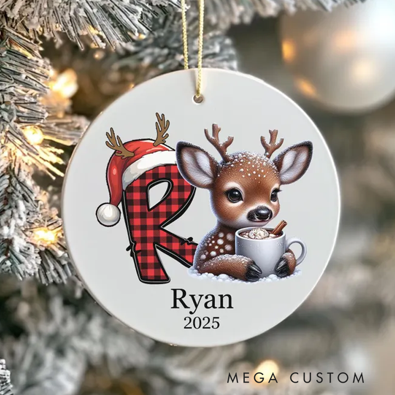 Personalized Initial Ornament Custom Letter Ornament Reindeer Ornament Personalized Christmas Ornament 2025