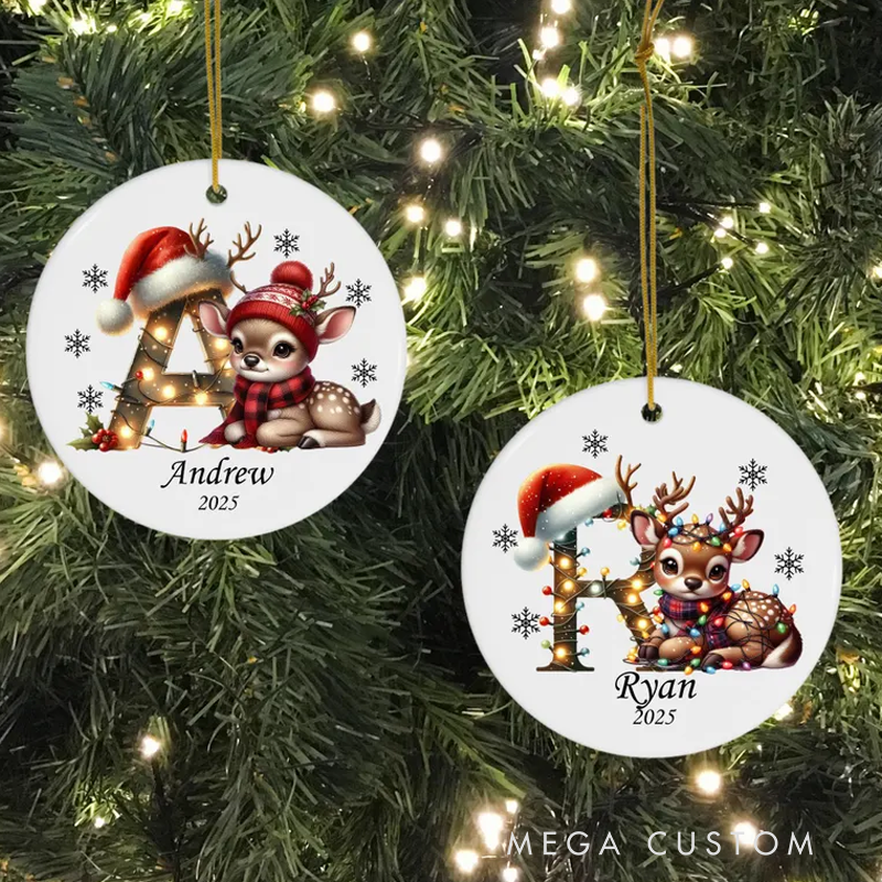 Personalized Initial Ornament Custom Letter Ornament Reindeer Ornament Personalized Christmas Ornament 