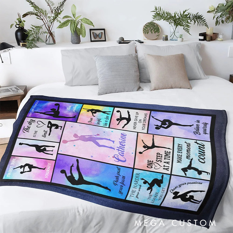 Personalized Gymnastics Blanket Flannel Blanket Ballet Lover Blanket with Name for Dance Lovers Dancer