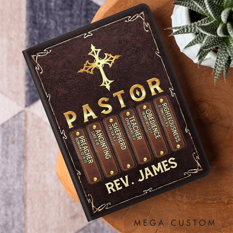 Personalized My Preacher Teacher & Shepherd Pastor Cardboard Notebook with Name Appreciation Gift for Pastor Religious Christian Gift
